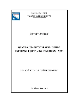 Luận văn quản lý nhà nước về giảm nghèo tại thành phố tam kỳ tỉnh quảng nam
