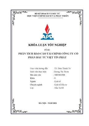 Luận văn phân tích báo cáo tài chính của công ty cổ phần đầu tư việt tín phát