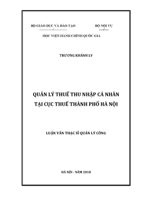 Luận văn quản lý thuế thu nhập cá nhân tại cục thuế thành phố hà nội