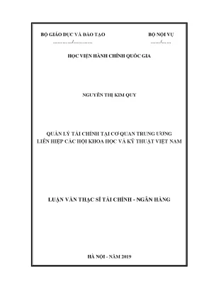 Luận văn quản lý tài chính tại cơ quan trung ương liên hiệp các hội khoa học và kỹ thuật việt nam