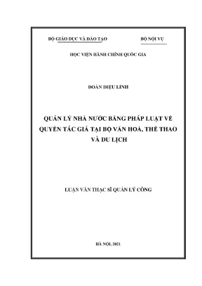 Luận văn quản lý nhà nước bằng luật về quyền tác giả tại bộ văn hóa thể thao và du lịch