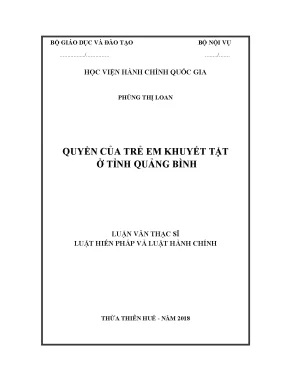 Luận văn quyền của trẻ em khuyết tật ở tỉnh quảng bình