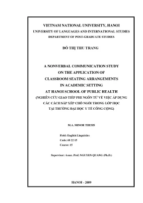 Luận văn thạc sĩ a nonverbal communication study on the application of classroom seating arrangements in academic setting at hanoi school of public health