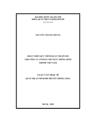 Luận văn thạc sĩ hoàn thiện quy trình quản trị rủi ro cho công ty cổ phần nội thất thông minh xhome việt nam