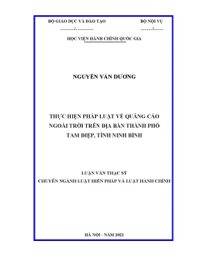 Luận văn thực hiện pháp luật về quảng cáo ngoài trời trên địa bàn thành phố tam điệp tỉnh ninh bình
