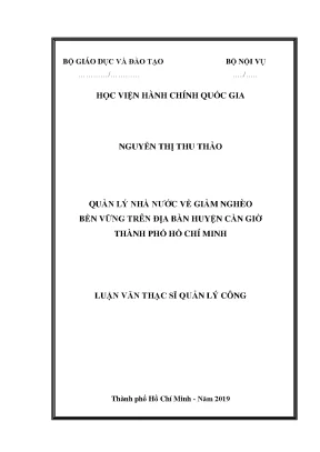 Luận văn quản lý nhà nước về giảm nghèo bền vững trên địa bàn huyện cần giờ thành phố hồ chí minh