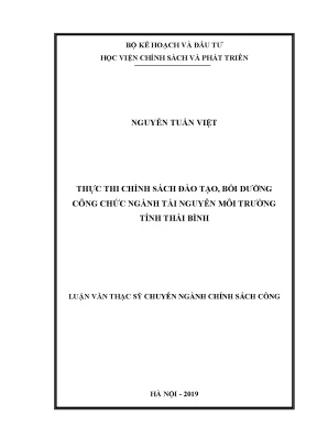 Luận văn thực thi chính sách đào tạo bồi dưỡng công chức ngành tài nguyên môi trường tỉnh thái bình