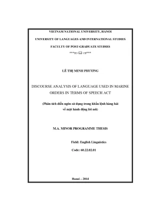 Luận văn thạc sĩ discourse analysis of langague used in marine orders in terms of speech act m a thesis linguistics 60 22 15