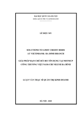 Luận văn thạc sĩ solutions to limit credit rish at vietinbank ba dinh branch