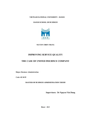 Luận văn thạc sĩ improving service quality the case of united insurance company
