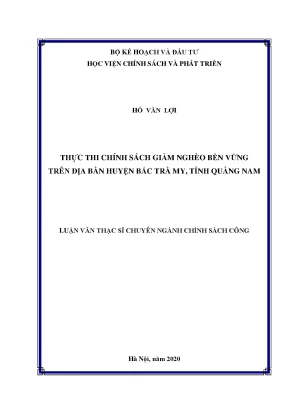 Luận văn thực thi chính sách giảm nghèo bền vững trên địa bàn huyện bắc trà my tỉnh quảng nam