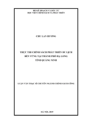 Luận văn thực thi chính sách phát triển du lịch bền vững tại thành phố hạ long tỉnh quảng ninh