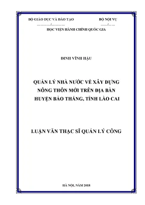 Luận văn quản lý nhà nước về xây dựng nông thôn trên địa bàn huyện bảo thắng tỉnh lào cai