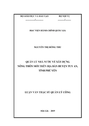 Luận văn quản lý nhà nước về xây dựng nông thôn mới trên địa bàn huyện tuy an tỉnh phú yên