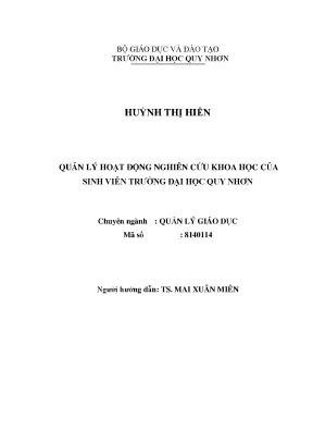 Luận văn quản lý hoạt động nghiên cứu khoa học của sinh viên trường đại học quy nhơn