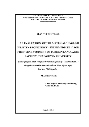 Luận văn thạc sĩ an evaluation of the material english written proficiency intermediate 1 for first year students of foreign languages faculty thainguyen university