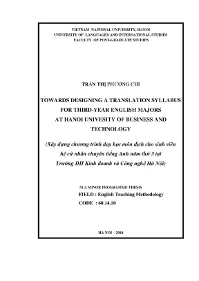 Luận văn thạc sĩ towards designing a translation syllabus for third year english majors at hanoi university of business and technology