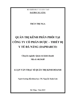 Luận văn quản trị kênh phân phối tại công ty cổ phần dược thiết bị y tê đà nẵng dapharco