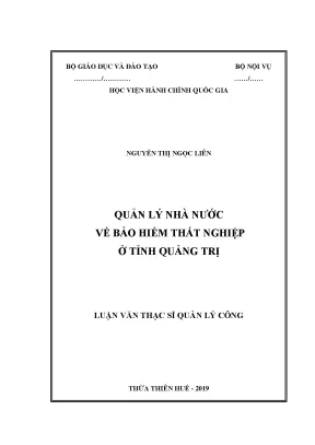 Luận văn quản lý nhà nước về bảo hiểm thất nghiệp ở tỉnh quảng trị