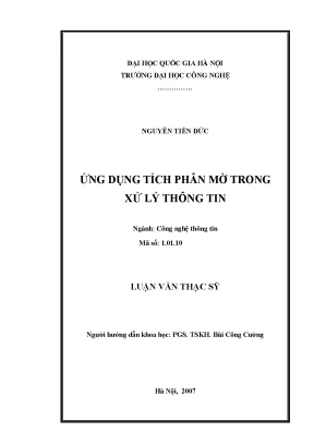 Luận văn thạc sĩ ứng dụng tích phân mờ trong xử lý thông tin luận văn ths công nghệ thông tin 1 01 10