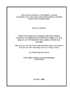 Luận văn thạc sĩ effectiveness of guessing meaning from context in improving students word attack skills at university of labor and social affairs