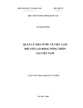 Luận văn quản lý nhà nước về việc làm đối với lao động nông thôn tại việt nam