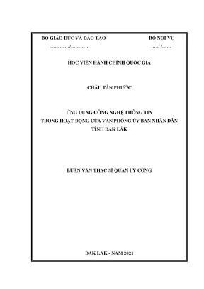 Luận văn ứng dụng công nghệ thông tin trong hoạt động của văn phòng ủy ban nhân dân tỉnh đắk lắk