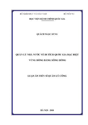 Luận văn quản lý nhà nước về di tích quốc gia đặc biệt vùng đồng bằng sông hồng