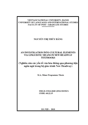 Luận văn thạc sĩ an investigation into culrural elements via linguistic means in new headway textbooks