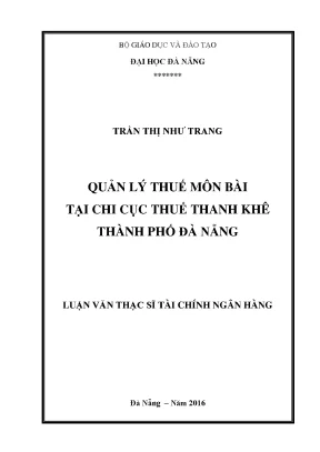 Luận văn quản lý thuế môn bài tại cục thuế thanh khê thành phố đà nẵng