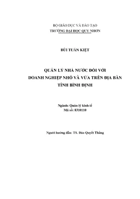 Luận văn quản lý nhà nước đối với doanh nghiệp nhỏ và vừa trên địa bàn tỉnh bình định
