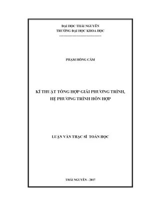 Luận văn thạc sĩ kĩ thuật tổng hợp giải phương trình hệ phương trình hỗn hợp
