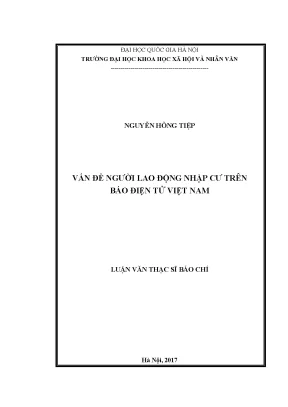 Luận văn thạc sĩ vấn đề người lao động nhập cư trên báo điện tử việt nam