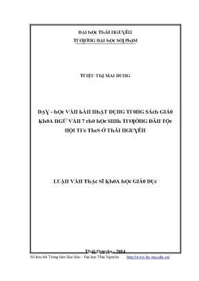 Luận văn dạy học văn bản nhật dụng trong sách giáo khoa ngữ văn 7 cho học sinh trường dân tộc nội trú trung học cơ sở ở thái nguyên