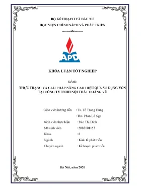 Luận văn thực trạng và giải pháp nâng cao hiệu quả sử dụng vốn tại công ty tnhh nội thất hoàng vũ