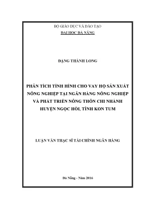 Luận văn phân tích tình hình cho vay hộ sản xuất nông nghiệp tại ngân hàng nông nghiệp và phát triển nông thôn chi nhánh huyện ngọc hồi tỉnh kon tum