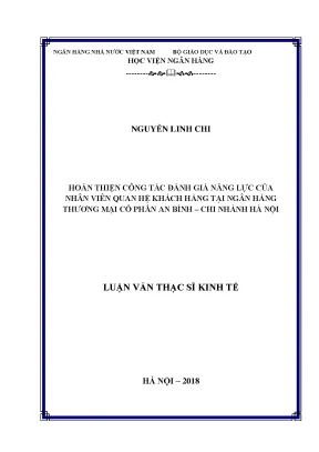 Hoàn thiện công tác đánh giá năng lực của nhân viên quan hệ khách hàng tại ngân hàng thương mại cổ phần an bình chi nhánh hà nội luận văn thạc sỹ kinh tế