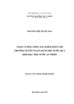 Luận văn tăng cường công tác kiểm soát chi thường xuyên ngân sách nhà nước qua kho bạc nhà nước an nhơn