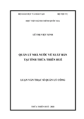 Luận văn quản lý nhà nước về xuất bản tại tỉnh thừa thiên huế