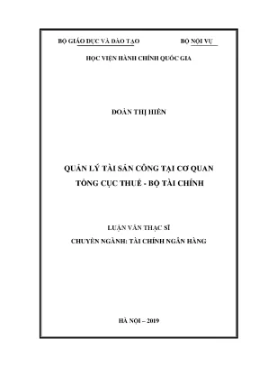 Luận văn quản lý tài sản công tại cơ quan tổng cục thuế bộ tài chính