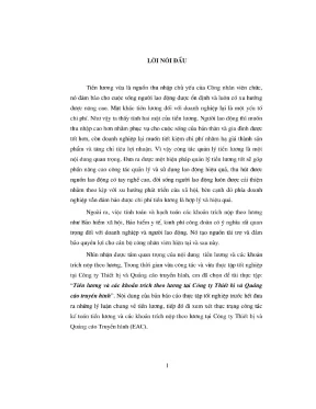 Đề tài tìm hiểu tiền lương và các khoản trích theo lương tại công ty thiết bị và quảng cáo truyền hình
