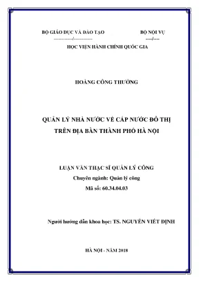 Luận văn quản lý nhà nước về cấp nước đô thị trên địa bàn thành phố hà nội