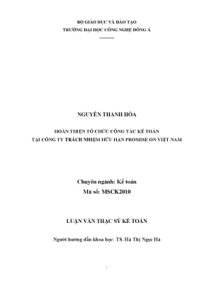 Hoàn thiện tổ chức công tác kế toán tại công ty tnhh promise on việt nam
