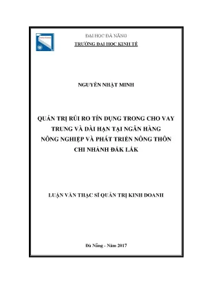 Luận văn quản trị rủi ro tín dụng trong cho vay trung và dài hạn tại ngân hàng nn ptnt việt nam chi nhánh đắk lắk