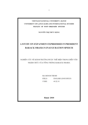 Luận văn thạc sĩ a study on expansion expressed in president barack obamas inauguration speech