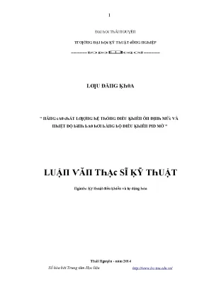Luận văn nâng cao chất lượng hệ thống điều khiển ổn định mức và nhiệt độ bình bao hơi bằng bộ điều khiển pid mờ