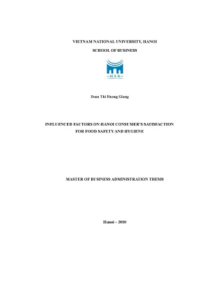 Luận văn thạc sĩ influenced factors on hanoi consumers satisfaction for safety and hygiene