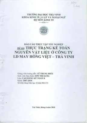 Thực trạng kế toán nguyên vật liệu ở công ty ld may hồng việt trà vinh