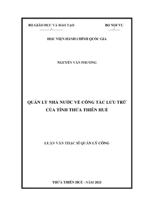 Luận văn quản lý nhà nước về công tác lưu trữ của tỉnh thừa thiên huế