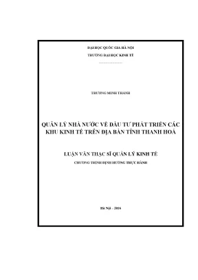 Luận văn thạc sĩ quản lý nhà nước về đầu tư phát triển các khu kinh tế trên địa bàn tỉnh thanh hóa